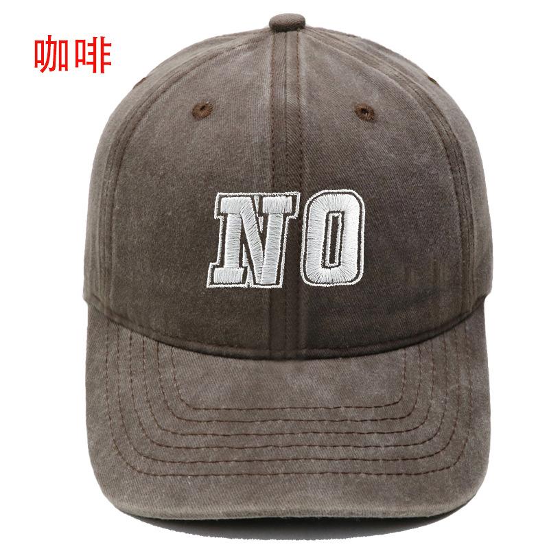 Neue Baseballkappe mit aufgesticktem Buchstaben NO, gewaschene Retro-Kappe für Männer und Frauen, Paar, lässiger Outdoor-Sonnenhut