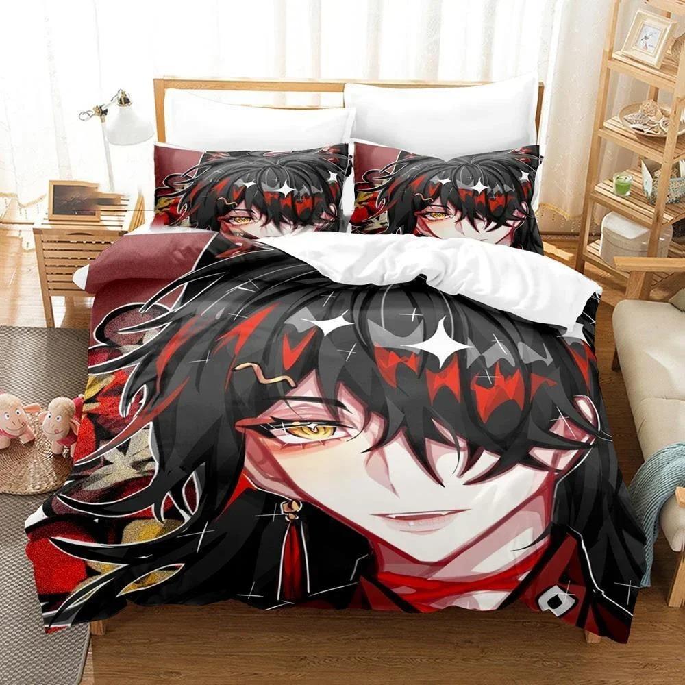 Hololive Vox Akuma Bettwäsche-Set Bettbezug Schlafzimmer Bettdeckenbezüge Einzelbett Twin King Size Steppdeckenbezug Heimtextilien
