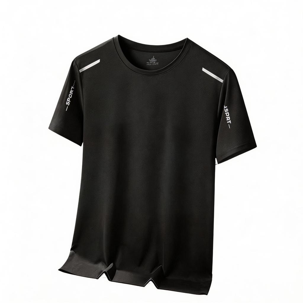 Men's Silk Short-sleeved T-shirt For Summer, Lightweight, Quick-drying, Mesh Pattern, Suitable For Sports And Fitness Activities.