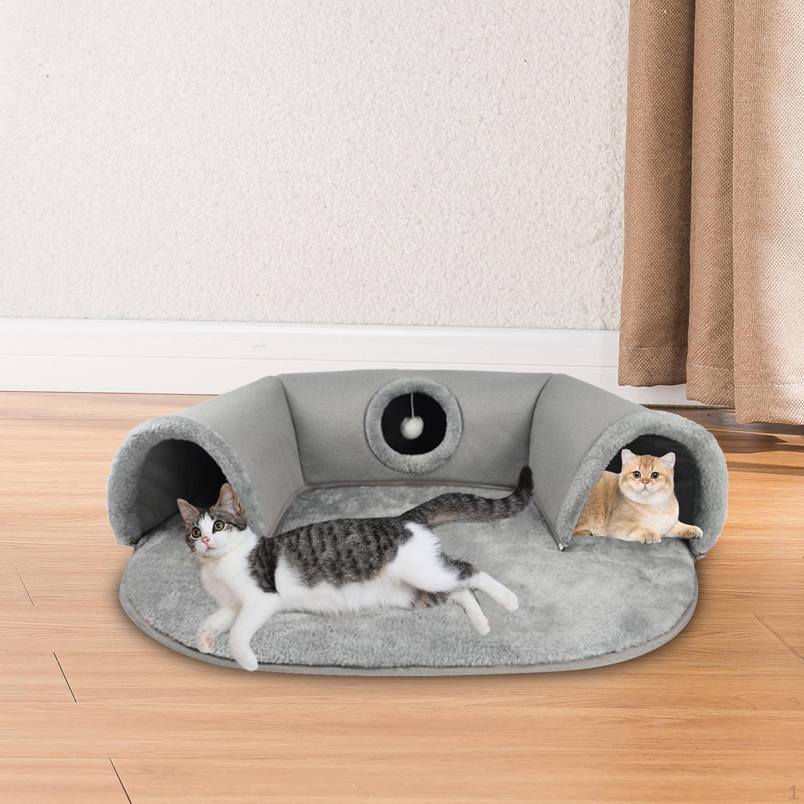 

2 в 1 гнездо для кошачьей туннельной кровати, мягкая игровая площадка для упражнений с игрушечным мячом для использования в помещении L