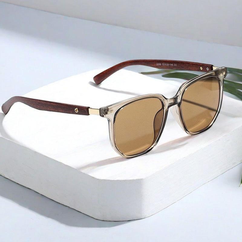 Occhiali da Sole Retrò da Uomo Moda Quadrati Occhiali Vintage da Sole Donna Lusso Legno Lente Anti-Blu Raggi Occhiali UV400