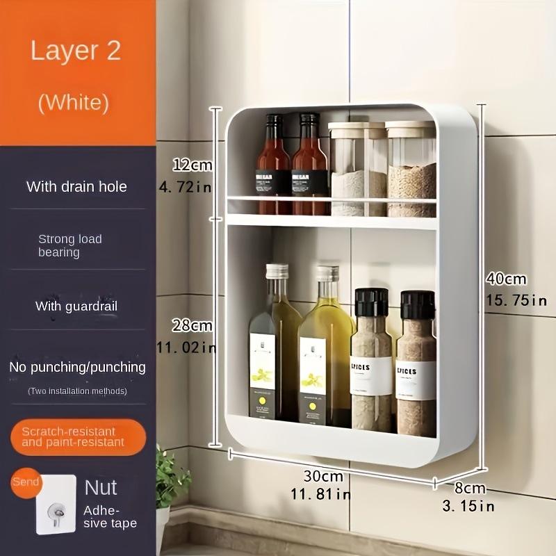 

Seasoning storage rack wall mounted kitchen non perforated multi-layer household seasoning bottle storage rack bathroom shelf