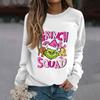 Women's Fashion Casual Long Sleeve Solid Color Christmas Printed Round Neck Top Sweatshirt