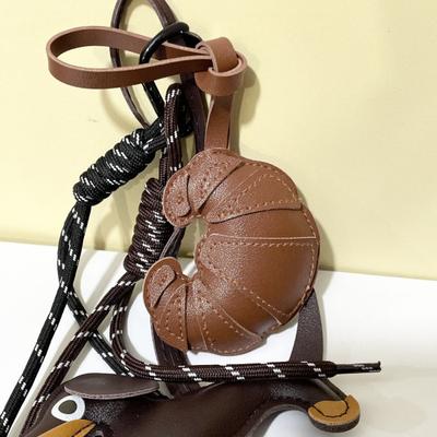Croissant Pendant Bag Charm Croissant Shaped Keychain Pendant Faux Leather Croissant