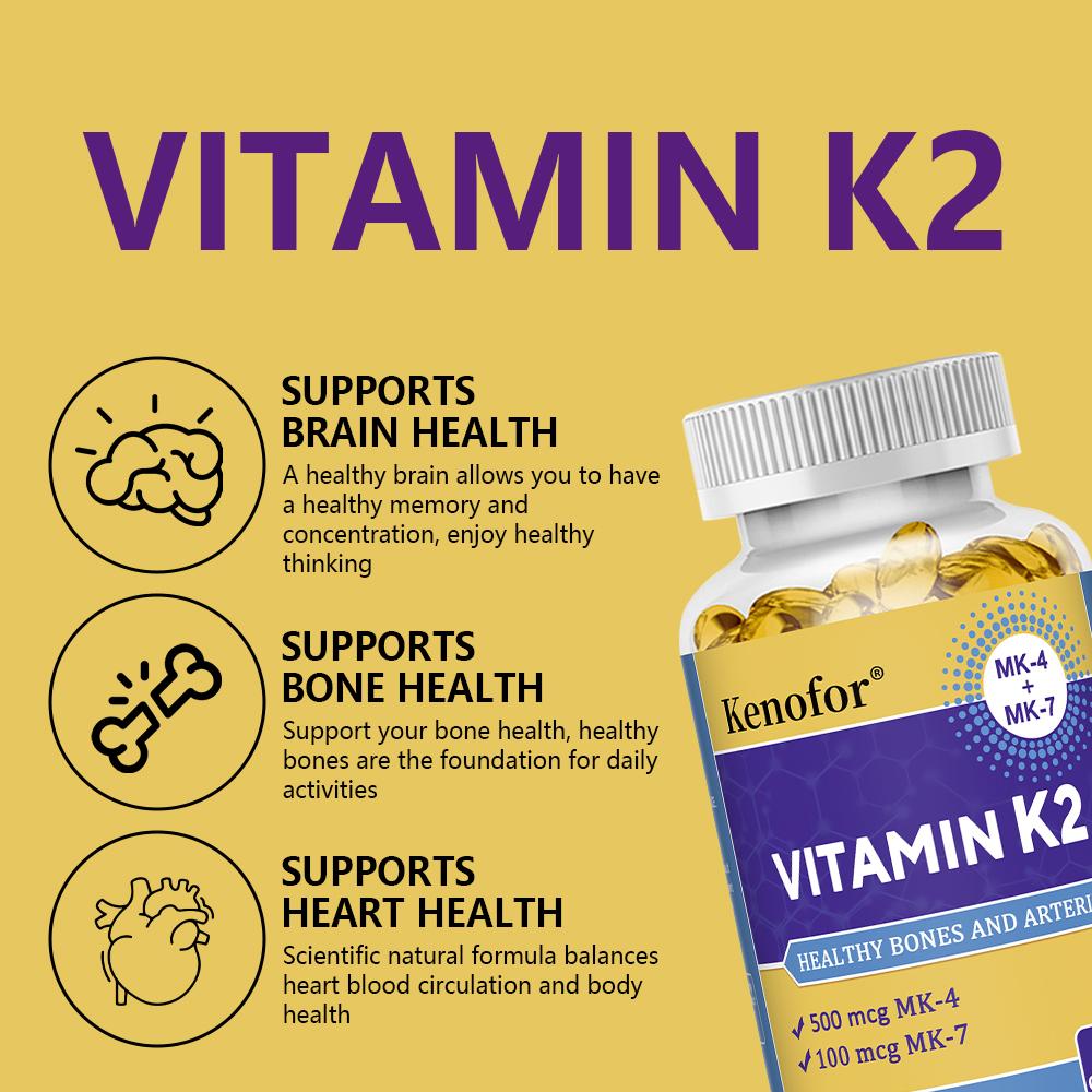Vitamin K2 (Essential MK-4 + MK-7) 120 capsules to support bone health