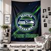 Wandbehang mit individuellem Namen & Text, Seattle Seahawks Dekorationstuch für das Schlafzimmer
