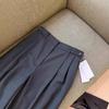 Womens High-Waisted Straight Leg Wool Blend Trousers - Lightweight Elegant Office Pants 2026