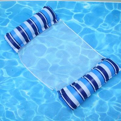 Summer Swim Inflatable Floating Water Mattresses Hammock Stripe Lounge Chairs Pool Water Sports Toys Floating Mat Pool Toys Kids