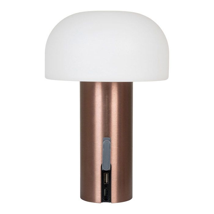 Lampe LED d'extérieur rechargeable blanc et cuivré