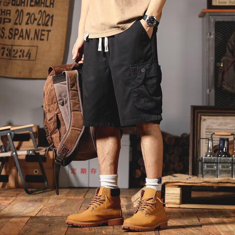 

Мужские летние хлопковые свободные прямые шорты - корейский стиль 2023 L чёрный