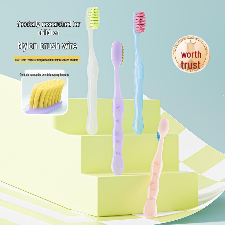 Spazzolino da denti morbido per bambini, colore gelatina, con setole in nylon (Età 3-12) per Protezione Delicata delle Gengive e Pulizia dei Denti