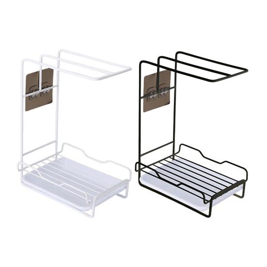 Kitchen Storage Rack Wall-Mounted Design Space-Saving Installation No-Hole Punching Sponge Towel Holder Home Restaurant Organizer