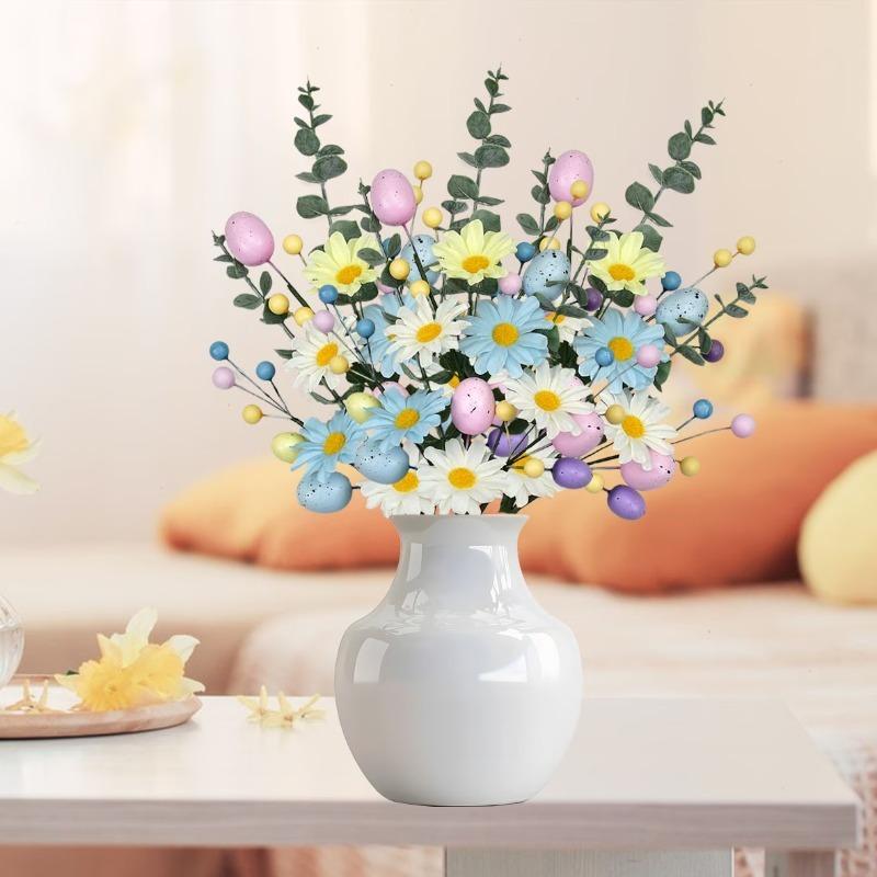 1-10PCS Easter Artificial Flower Arrangement Eggs and Berries Spring Table Decor for Holiday Dining Room and Farmhouse Decor