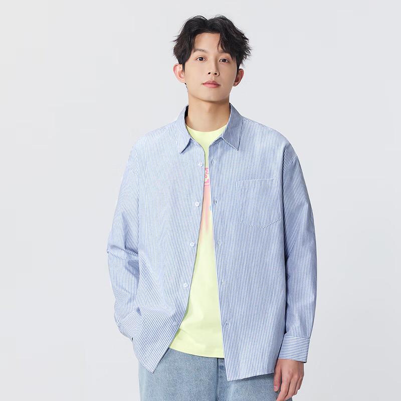 MINISO Men's Striped Casual Long Sleeve Shirt