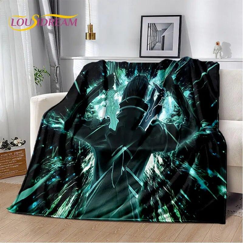 Sword Art Online SAO Anime Cartoon Soft Plush Blanket,Flannel Blanket Throw Blanket for Living Room Bedroom Bed Sofa Picnic Kids