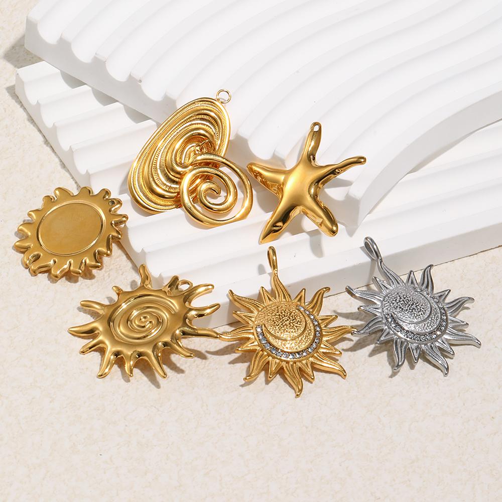 MamacitaSlay 316L Stainless Steel Threaded Sun Starfish Charms Earrings Necklace Bracelet DIY Pendant Waterproof Jewelry Gifts