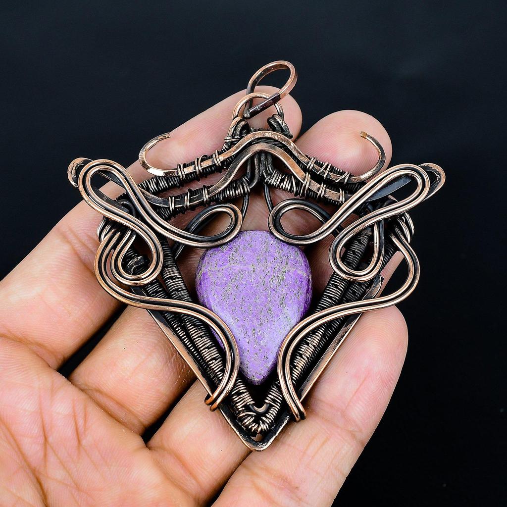 Purpurite Jewelry, 999 Copper Wire Wrapped Pendant Handmade Gemstone Jewelry, Gifts For Wife Brand New Pendant