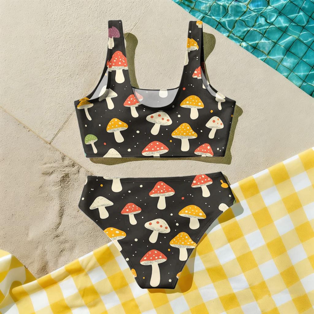 Girls Two Piece Swimsuit Set Tankini Top and Bottoms Kids Swimwear Beachwear Summer Bathing Suit for Children