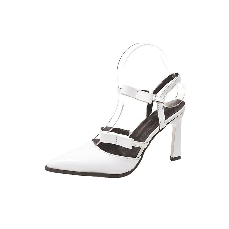 

Fashion Women s High Heels Sandals Thin Heels Pointed Toe One Kick Bow Women s Shoes Dress Career Cover Toe Fashion Sandalias De Mujer 40 белый