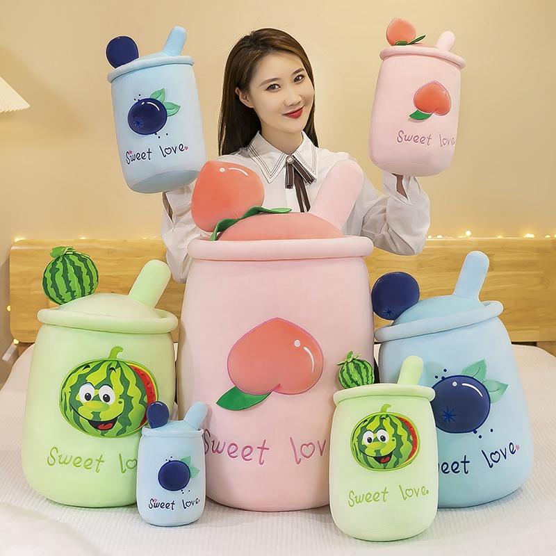 Soft Plush Bubble Tea Boba Cups Toy Peach/watermelon/blueberry Hug Doll Gift