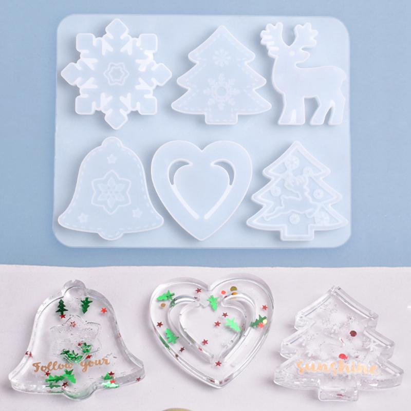 Vánoční závěsný štítek Silikonový nástroj na odlévání epoxidové formy na šperky