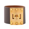 Used Kelly Dog Extreme Bangle Vaux Swift Leather Gold Plated Vaux Swift Leather Gray Gold Gold Used Women