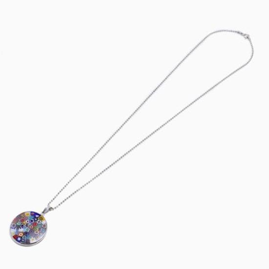[Jewelry Walk Shinsaibashi] Venetian Glass Pendant Necklace, Made in Italy, Venetian Glass Millefiori 26mm, Multicolor [Click Post]