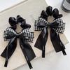 Super Fairy Small Fragrance Black Large Intestine Hair Band Thousand Bird Grid Bow Headband Female Hair Rope Headgear Hair Accessories