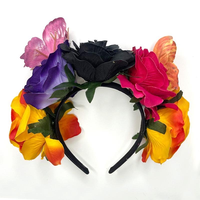 Halloween/Mexikanischer Haarschmuck Karnevalskrone Cosplay Stirnband Mexikanische Rosenkrone Florale Formen Party Mehrfarbig