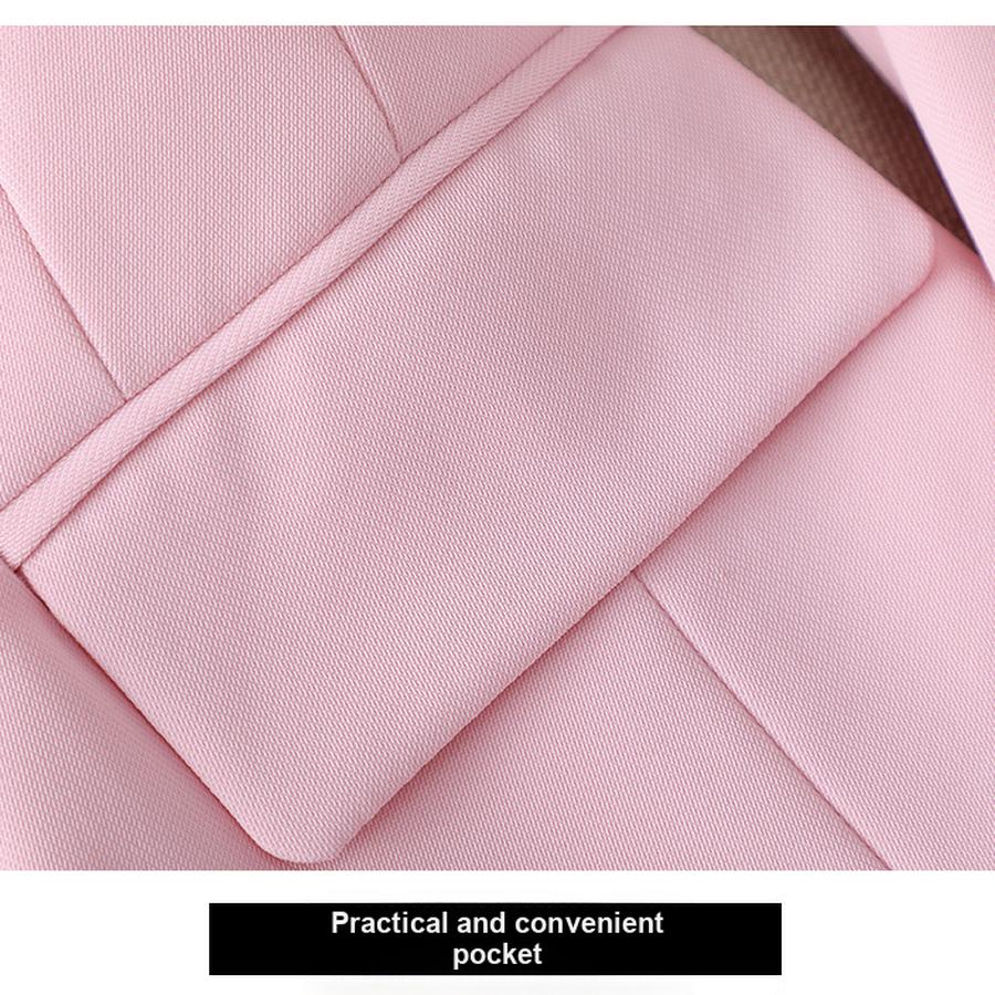 New Pink Red Long Sleeve Blazer Jacket Set Women's Pants & Mini Skirt Outfit Elegant