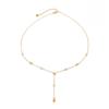 New Elegant 18k Gold Plated Stainless Steel Waterdrop Pendant Necklace for Women Retro Inlay Glass Zircon Ear Jewelry Gifts