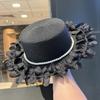 Wide Brim Flat Top Hat Petal Lace Summer Hat New Lace Sun Hat  for Beach and Daily Wear