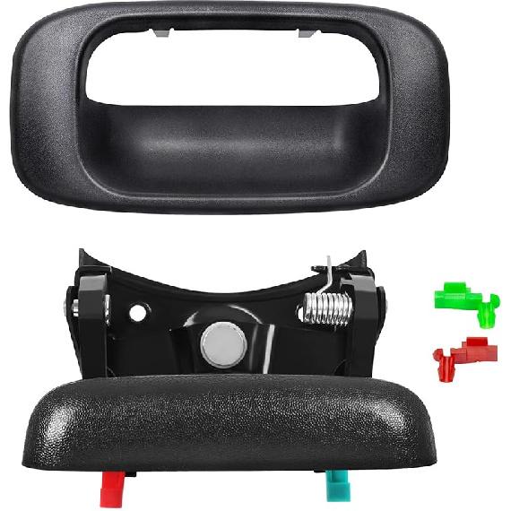 Tailgate Tail Gate Handle & Bezel For Chevy Silverado GMC Sierra 1500 1500HD 2500HD 2500 3500 1999-2007, 15997911 15228539 15228541 15228540 With Rod