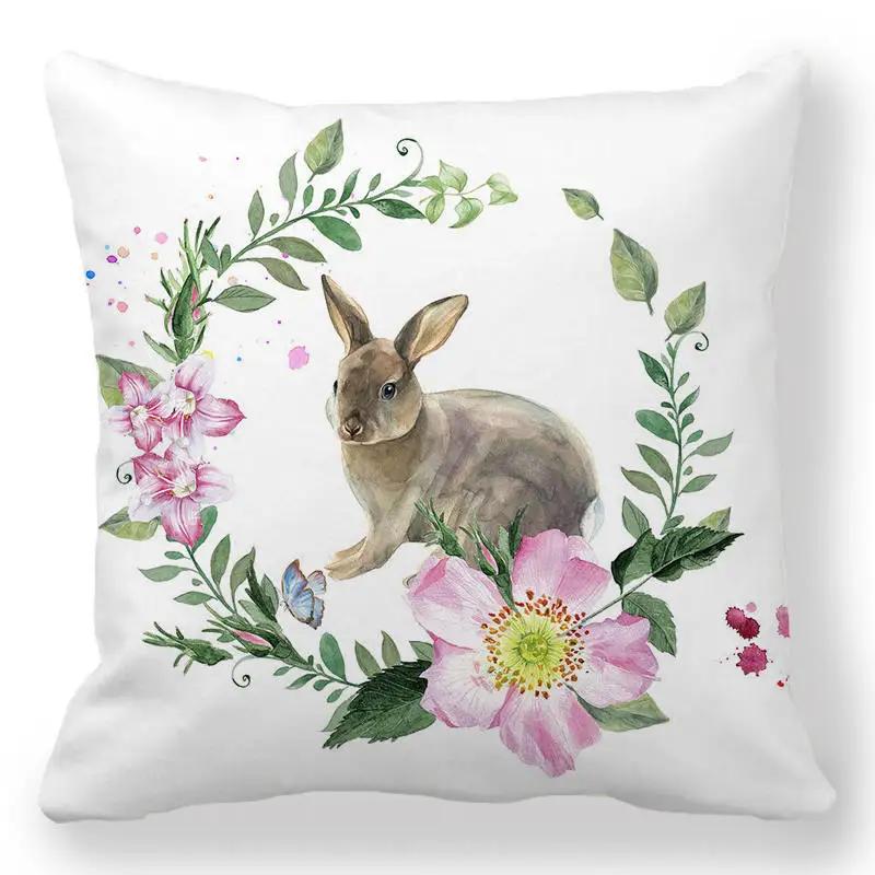 Velikonoční zajíček s potiskem povlak na polštářek jarní velikonoční vajíčko zajíc povlak na polštář domácí dekorace 40/45/50/60 cm