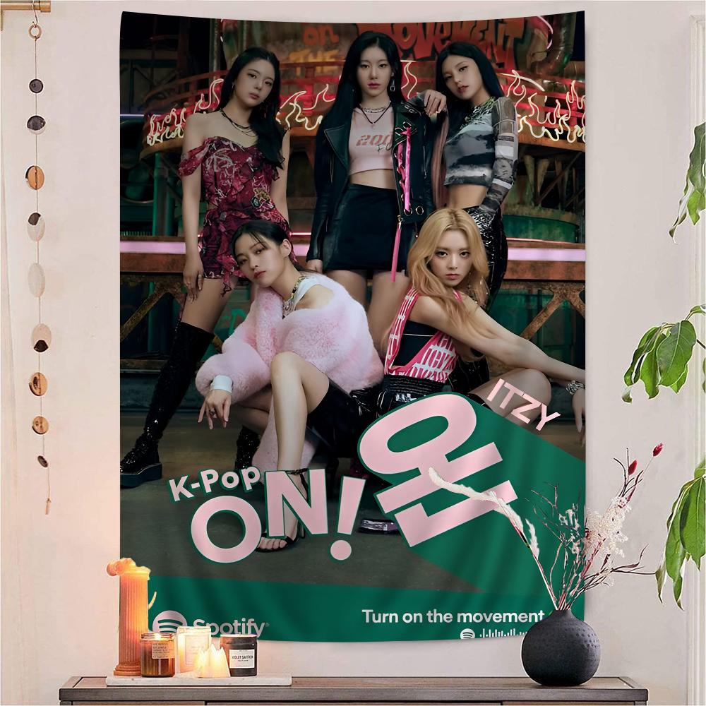 Kpop Group Itzy Hanging Bohemian Tapestry Indian Buddha Wall Decoration Witchcraft Bohemian Hippie Cheap Hippie Wall Hanging