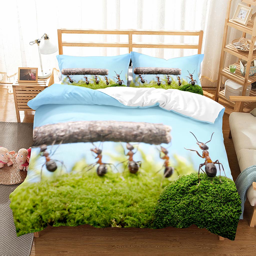 Ant Duvet Cover Set Lightweight Soft Polyester Comforter Cover for Kids Animals Lover Bedding Set with Pillowcase Quilt Cover