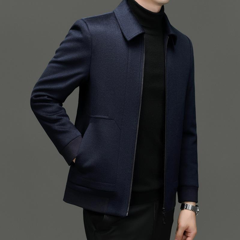 Men's High-End Cashmere & Mulberry Silk Wool Coat - Business Casual Lapel Jacket for Autumn/Winter