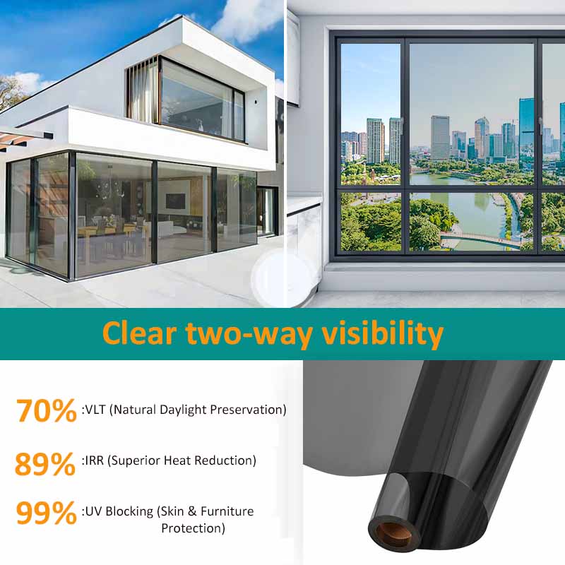 Siltumizolācijas logs Privātuma plēve pret atspīdumu vienvirziena spogulis saules plēve Mājas veikala logi UV bloķēšana