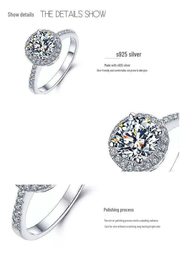 18K Gold Round Moissanite Ring with D Color Super White Moissanite and Diamond Certificate