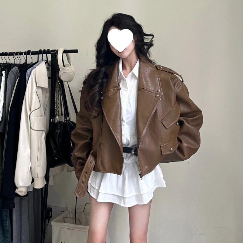 

Женская мотоциклетная куртка Meichun из искусственной кожи - короткая, стильный дизайн S