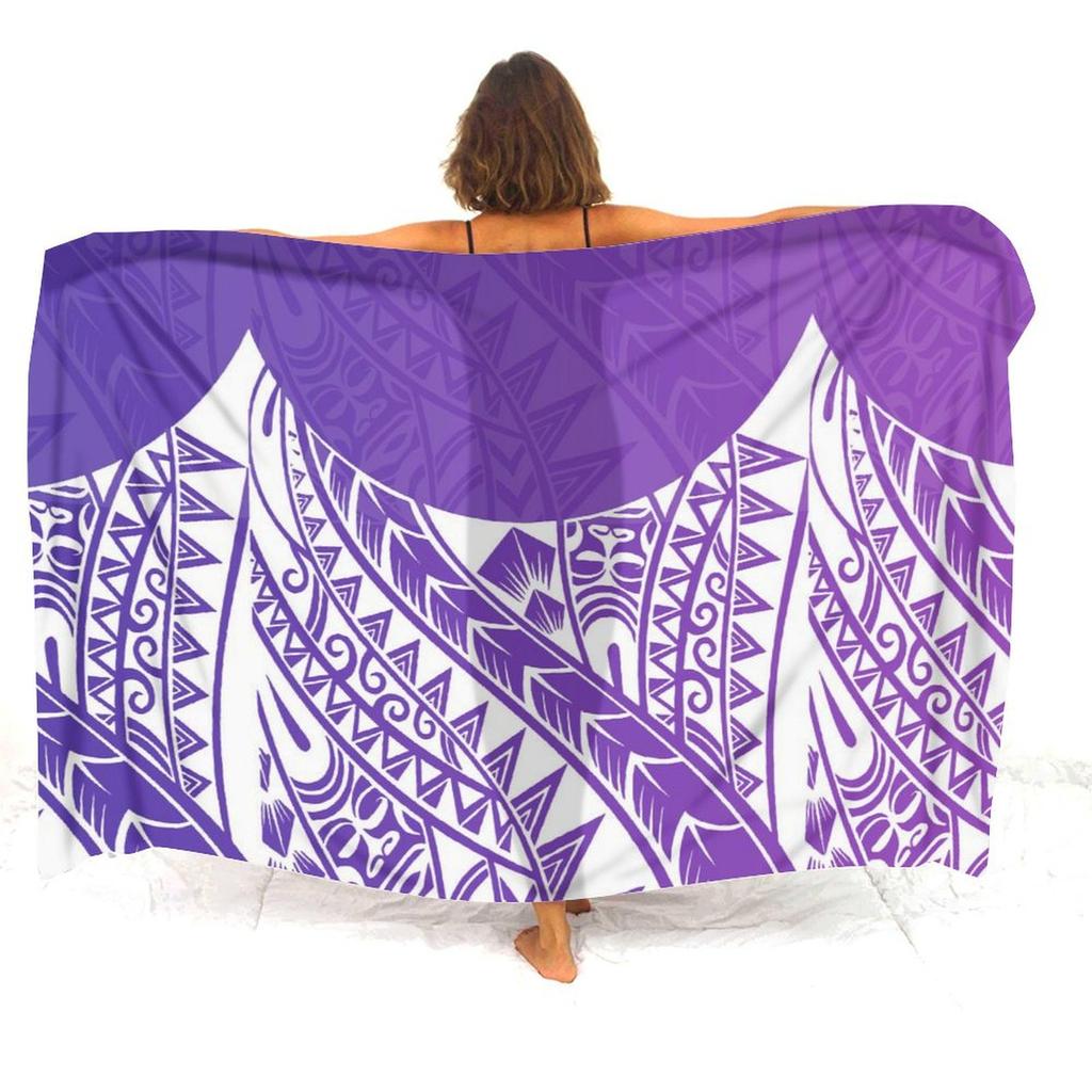 Polynesischer Damen-Sarong Hawaiianisches Strandparty-Schal Winddicht Sonnenschutz Einteiler Samoa Blumendruck