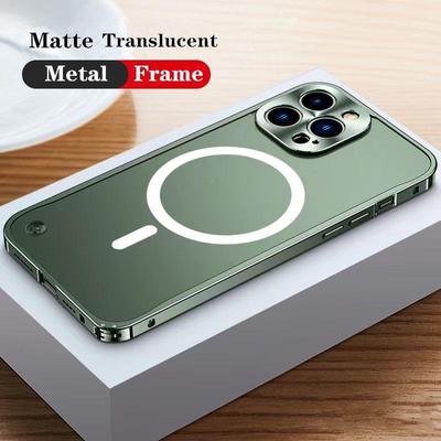 Luxuriöser Metallrahmen aus Aluminiumlegierung für Apple Magsafe iPhone 16 15 14 Plus 13 12 11 Pro Max Hülle Magnetische kabellose Laderückseite