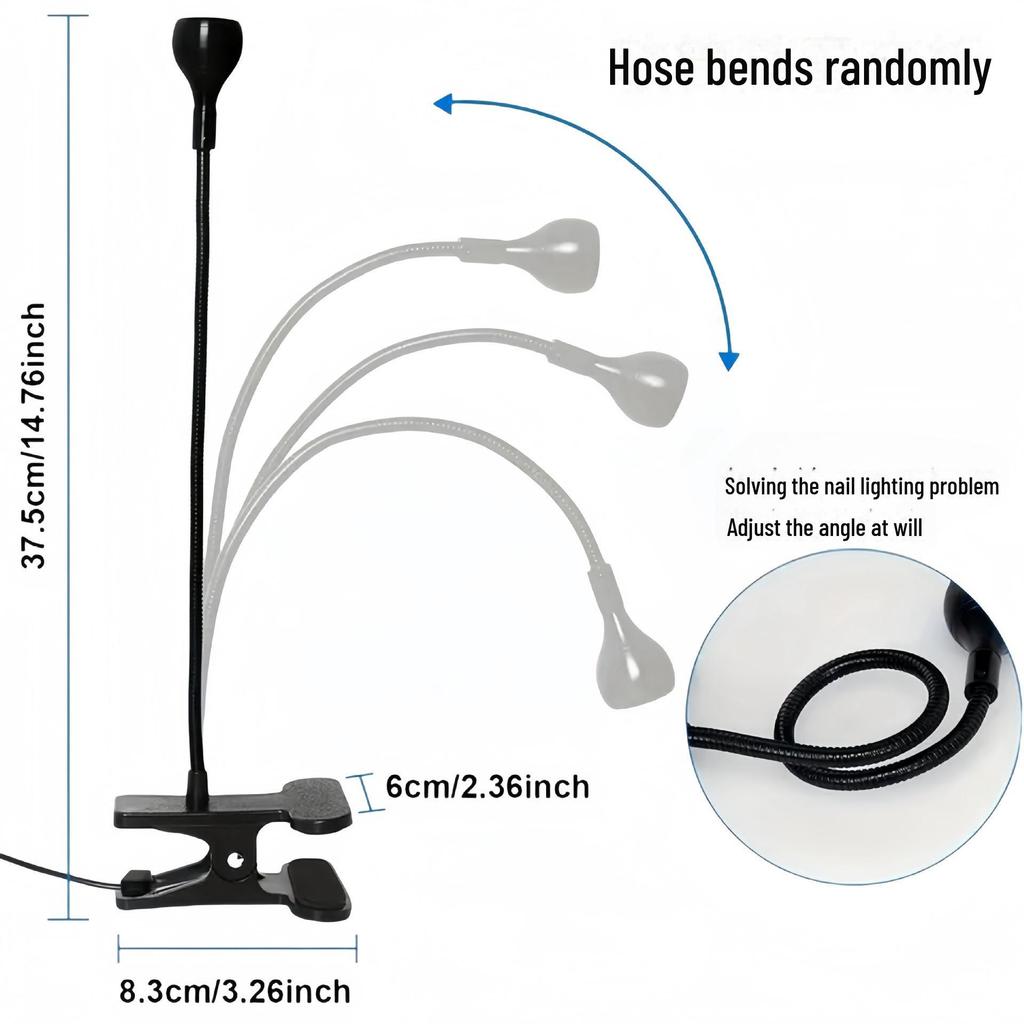 Gooseneck Purple UV Nail Lamp: 395 Nm Curing Light, Quick-Dry, No Blackening, Light Therapy for Nails.