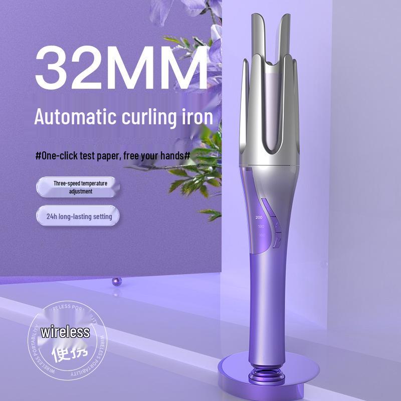 Portable Multifunctional Wireless Automatic 32MM Curling Iron Gradient Purple