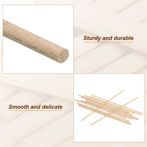 PATIKIL 3mm x 30cm Dowel Rods, 50pcs Unfinished Wooden Dowel Rods, Round Dowels, Hardwood Sticks for DIY Crafts and Home Decor