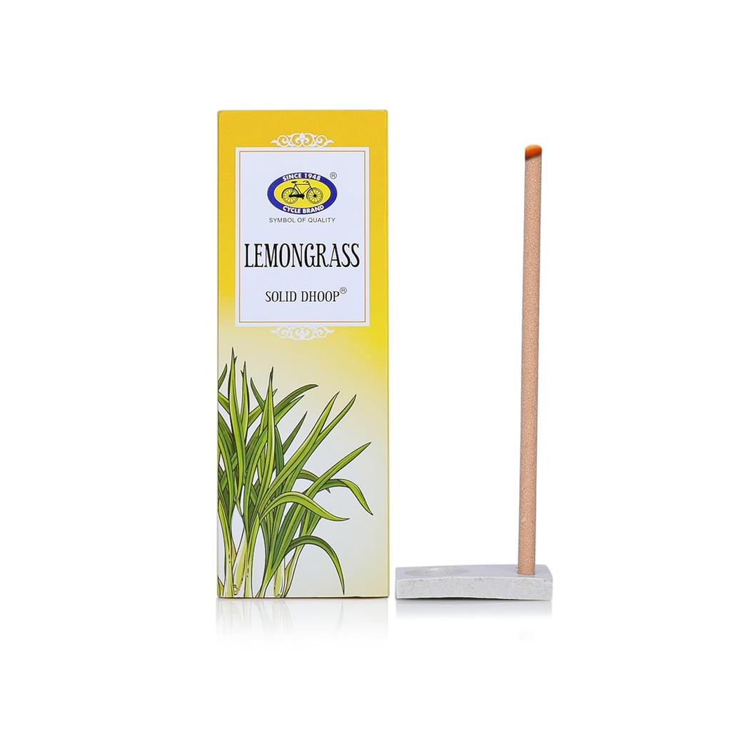 Cycle Pure Lemongrass Bambooless Solid Dhoop Sticks for Puja Rituals with Free Holder, Eco Friendly, Pack of 2, 50 Units Each