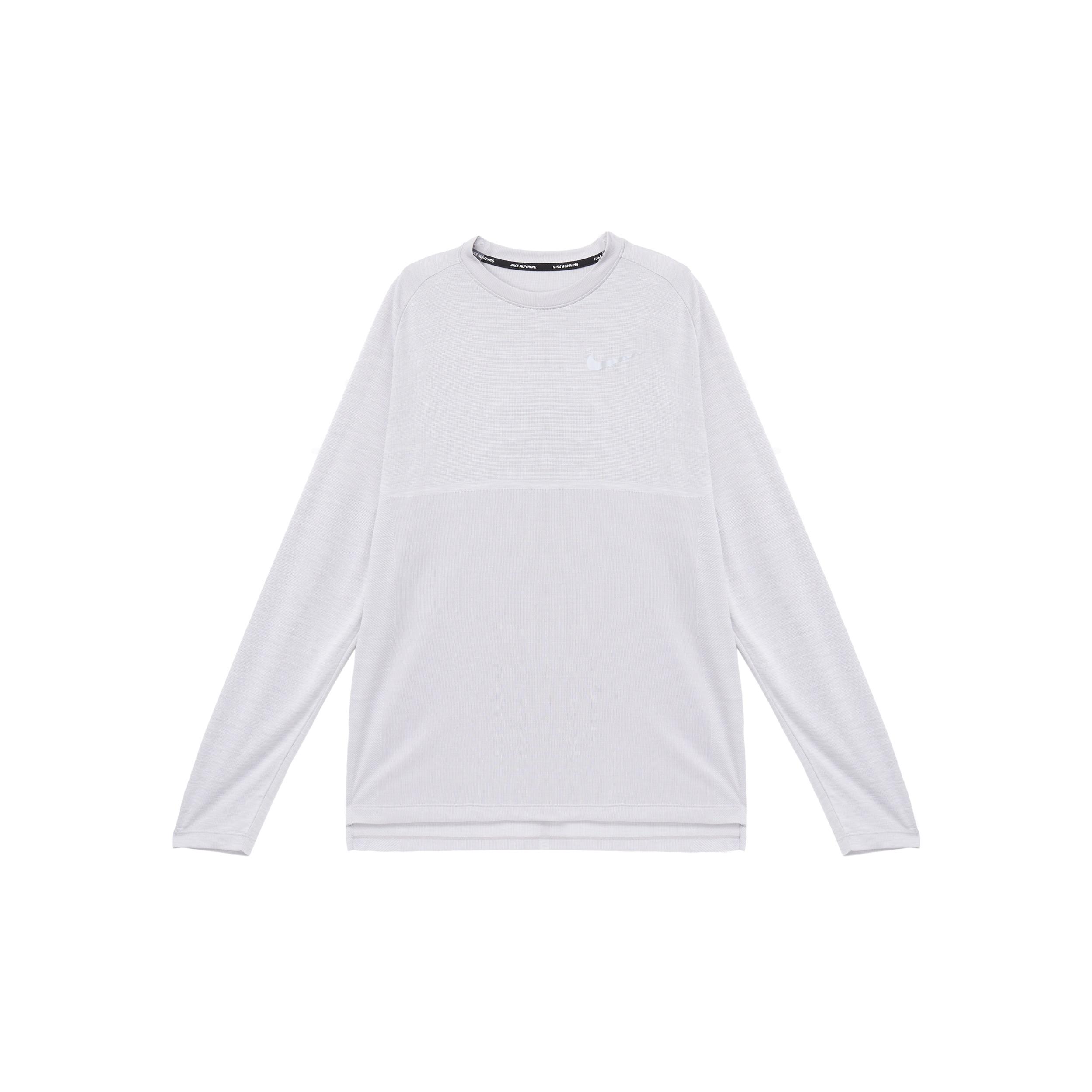 Men s Nike Medalist Dry Chest Embroidered Logo Round Neck Long Sleeves Gray T-Shirt 891425-027 M