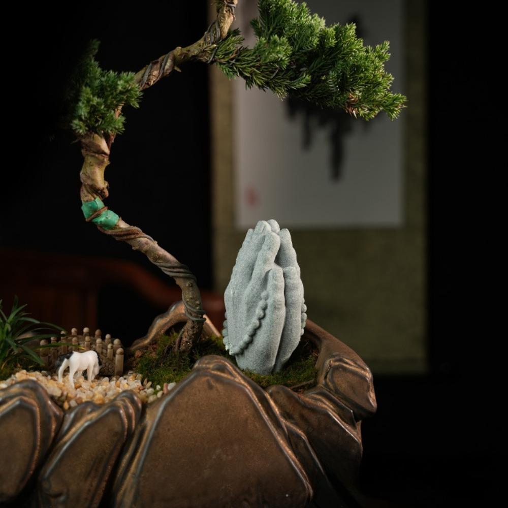 Zen-Buddhismus, chinesisches Feng Shui, Buddha-Handfigur, Statue, Heim, Fisch, Aquarium, Desktop-Garten, Bonsai, Mikro-Landschaftsdekor