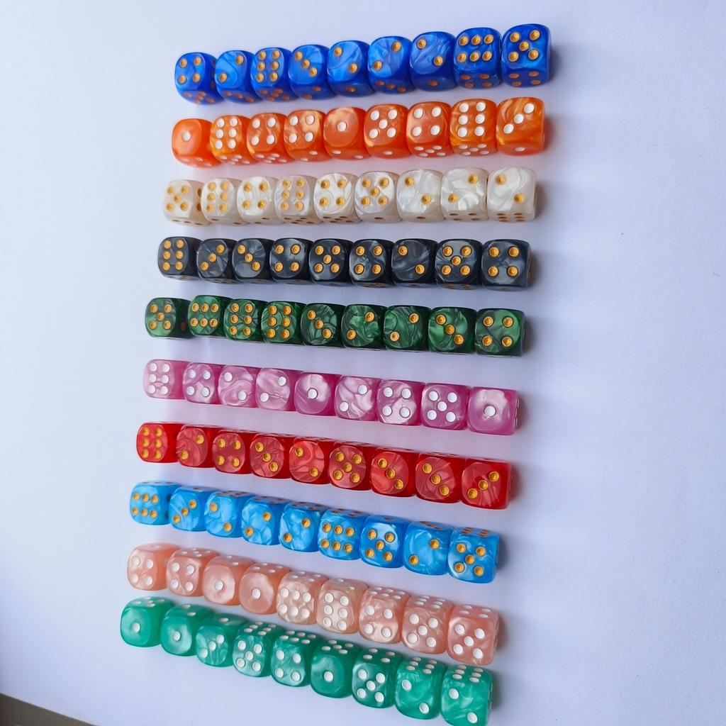 10PCS Set of 12mm Round Pearl Pattern Point Dice Digital Dice Set Rpg COC Dnd Board Game Running Group Entertainment Dice Dnd