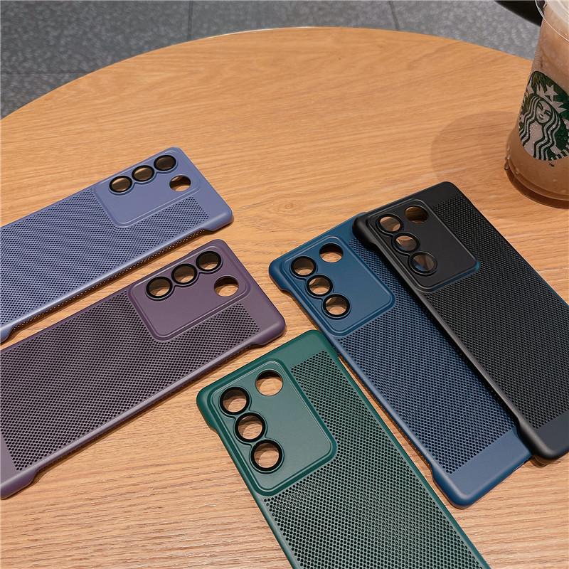 Frameless Heat Dissipation Case With Lens Film For Vivo S18 S17 S17t S16 Pro Breathable Cooling Grid Hard PC Cover Back Shell Protector